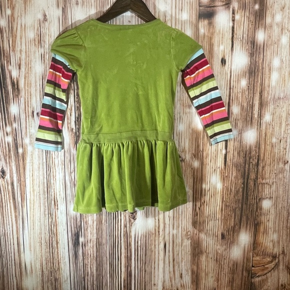 Gymboree Winter Cat Double Sleeve Velour Green Dress Size 5 - Picture 3 of 4